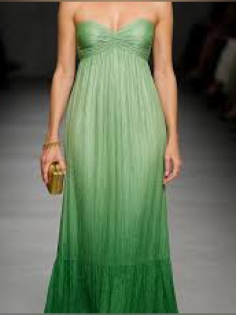Jewel Badgley Mischka Mint-to-Emerald Ombre Strapless Gown